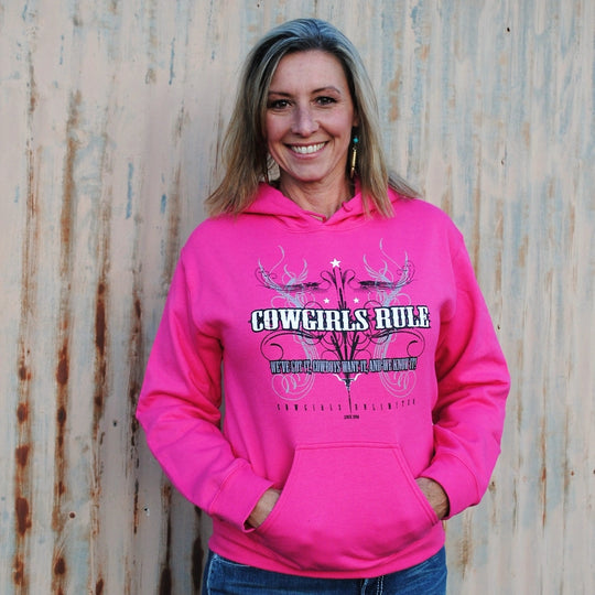 Cowgirls Rule- Pink Hoodie