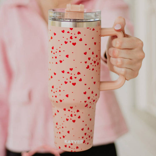 Mini Red Heart Design 40oz Tumbler Cup