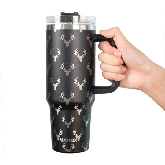 Deer All Over Black 40oz Tumbler