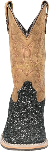 Smoky Mountain Womens Las Vegas Brown/Black Glitter Leather Cowboy Boots