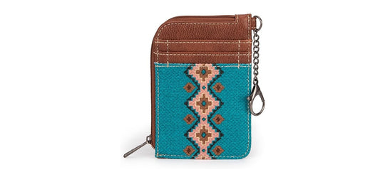 Wrangler Southwestern Art Print Mini Zip Card Case -Dark Turquoise