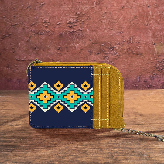 Wrangler Southwestern Art Print Mini Zip Card Case -Mustard