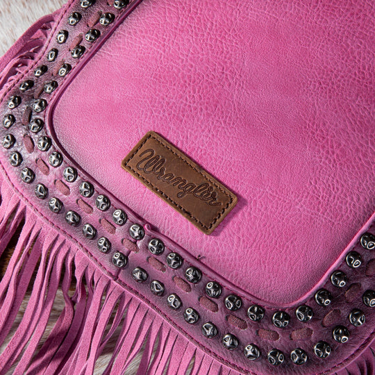 Wrangler Rivets Fringe Concealed Carry Crossbody - Hot Pink