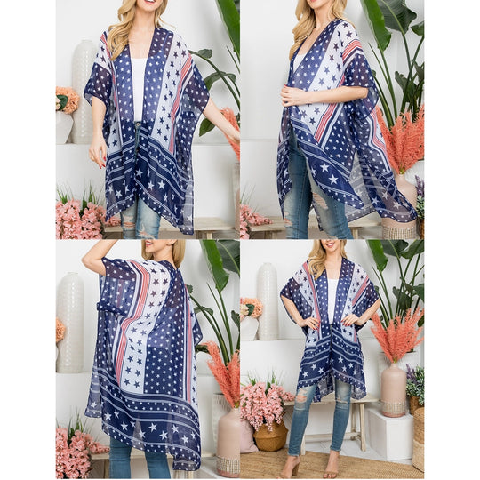 Multi Star American Flag Kimono