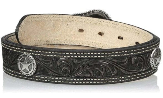 NOCONA MEN'S SAN ANTONIO USA CIRCLE STARS LEATHER BLACK BELT