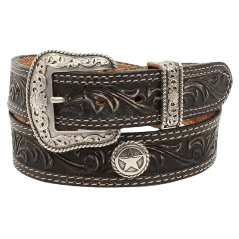 NOCONA MEN'S SAN ANTONIO USA CIRCLE STARS LEATHER BLACK BELT