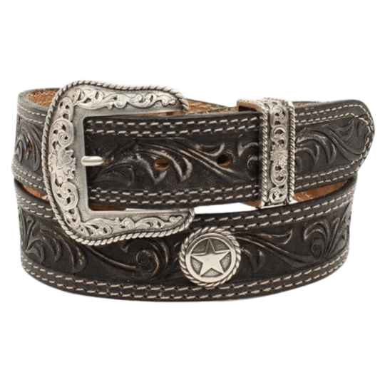 NOCONA MEN'S SAN ANTONIO USA CIRCLE STARS LEATHER BLACK BELT