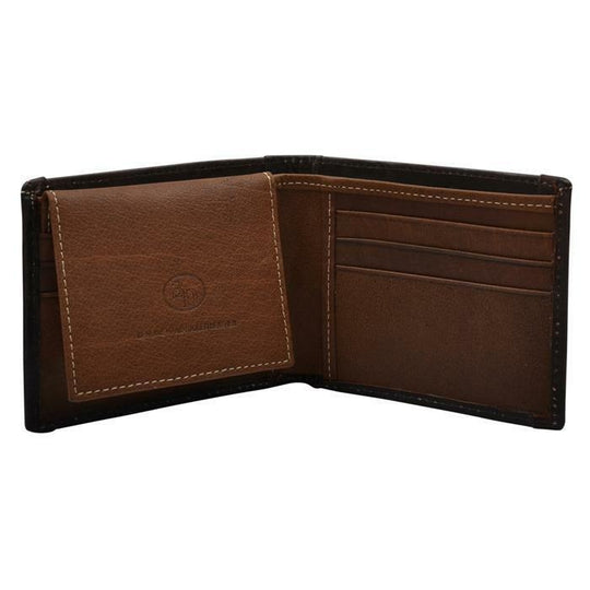 3D Western Mens Wallet Bifold Leather Distressed American Flag Inlay Brown - Wallets & Watches