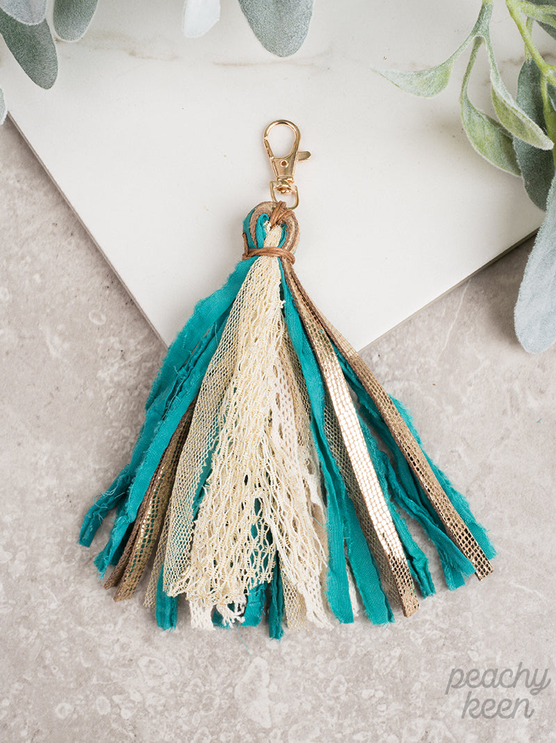 Clearest Sky Tassel Keychain, Teal