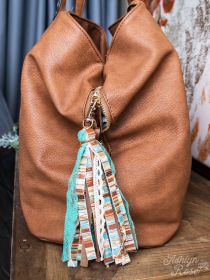 Western Expression Statement Tassel Keychain, Turquoise