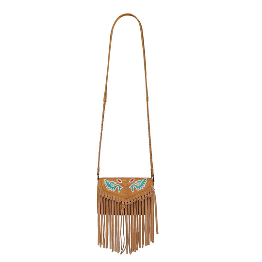 Wrangler Genuine Leather Fringe Crossbody Bag (Wrangler By Montana West) - Brown