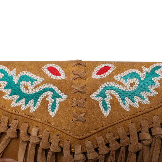 Wrangler Genuine Leather Fringe Crossbody Bag (Wrangler By Montana West) - Brown