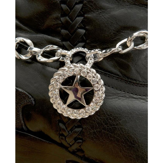 Blazin Roxx Silver Chain With Crystal Star Charm Boot Bracelet - Boot Accessories