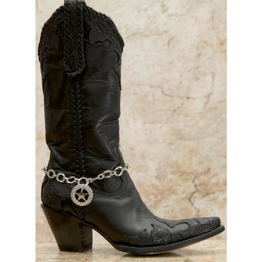 Blazin Roxx Silver Chain With Crystal Star Charm Boot Bracelet - Boot Accessories