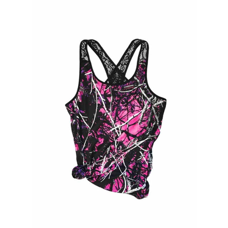 Cross Lace Tank Top | Muddy Girl Camo - Womens Tops