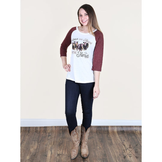 Follow Your Heart Not The Herd Maroon-Sleeve Raglan - Womens Tops