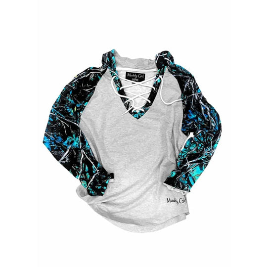 French Terry Hockey Girl Hoodie | Serenity Camo - Womens Tops