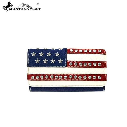 Montana West American Pride Collection Secretary Style Wallet - Navy - Bags & Purses