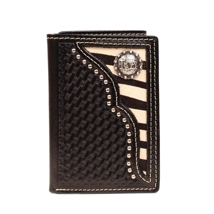 Nocona Western Wallet Mens Trifold Zebra Cowboy Prayer Black - Wallets & Watches