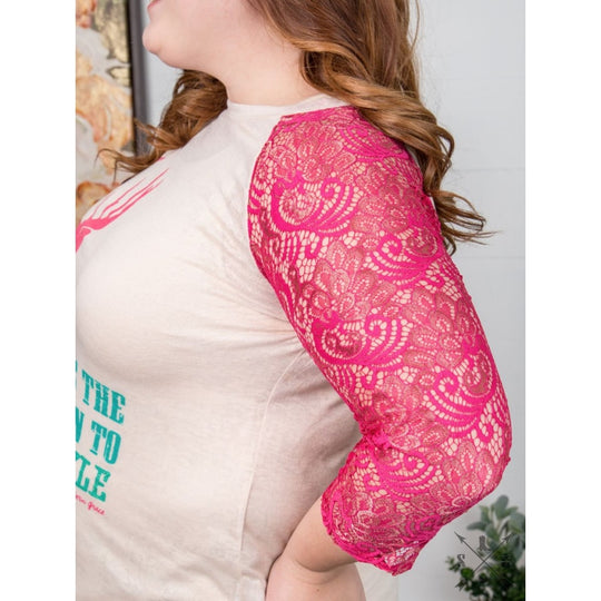 Tis The Season To Sparkle Pink Sleeves Raglan - Womens Tops