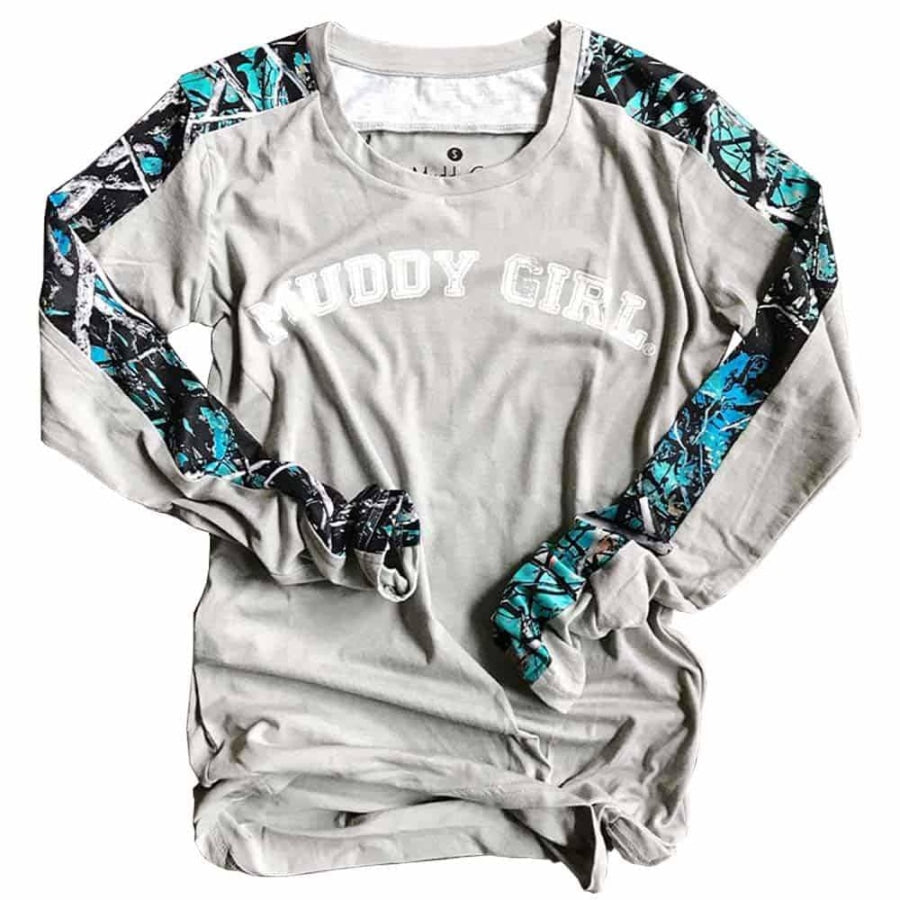 University Long Sleeve Shirt | Serenity Camo - Womens Tops