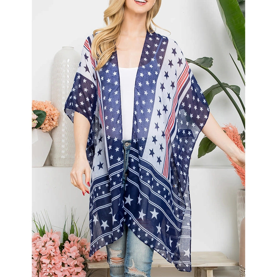 Multi Star American Flag Kimono