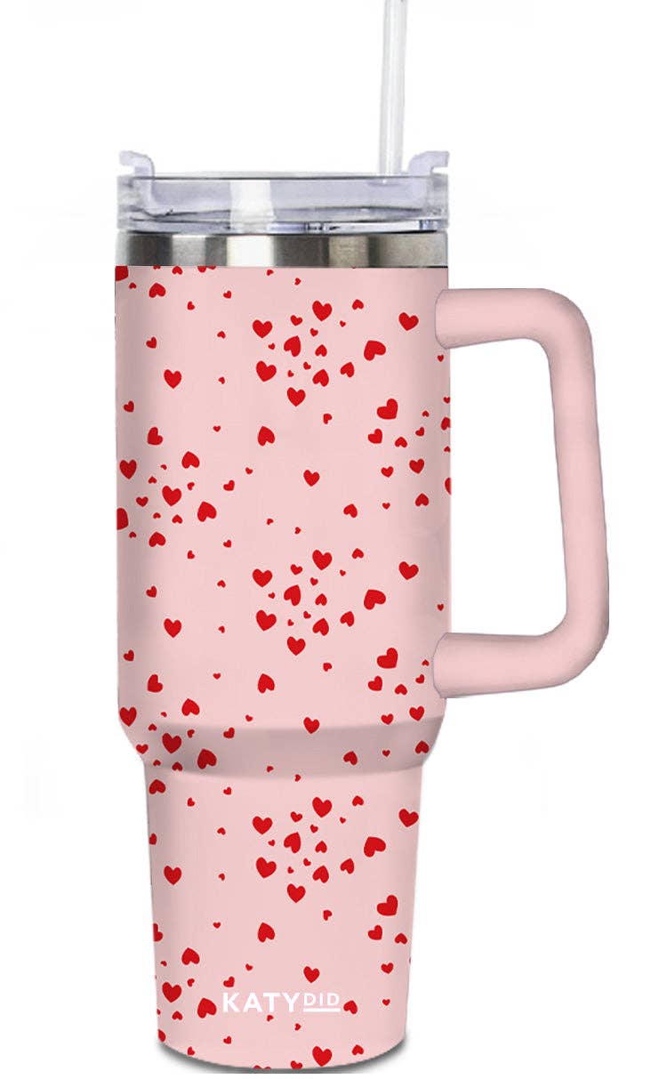 Mini Red Heart Design 40oz Tumbler Cup