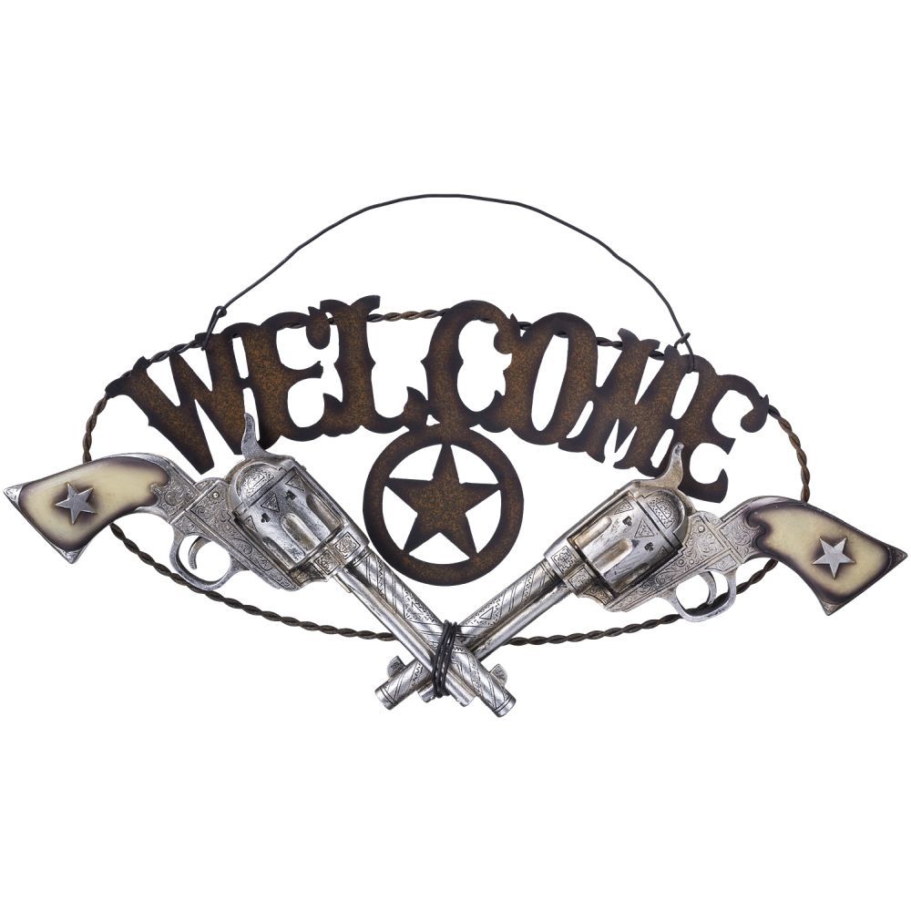 Pistols Hanging Welcome Sign
