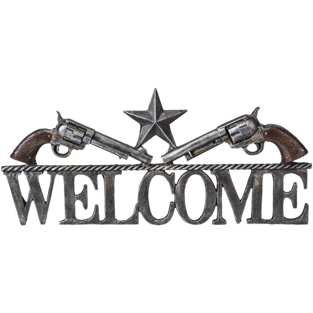Double Pistol Welcome Wall Sign
