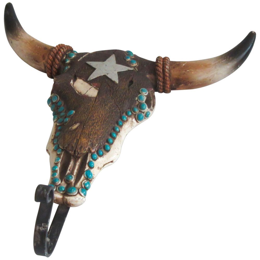 Longhorn Skull with Star Wall Hook