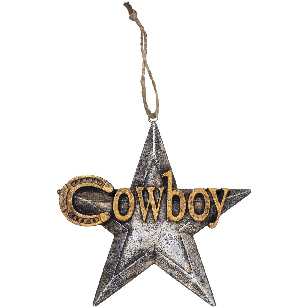 Hanging Cowboy Star Ornament