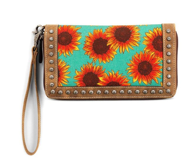 Ariat Clutch Wallet Sunflower Print Blue