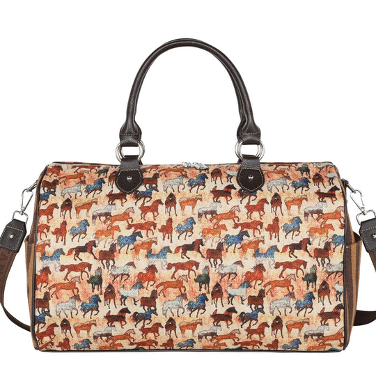 Montana West Horse Print Canvas Weekender Bag