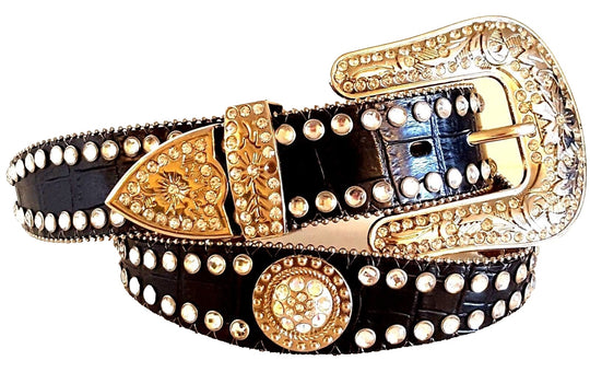 Blazin Roxx Croc Print Leather Black - Accessories Belt Ladies