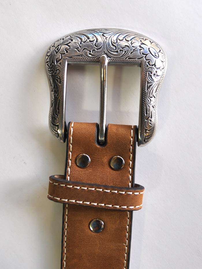 Nocona Men's Buffalo Concho Arrow Medium Brown Leather Belt