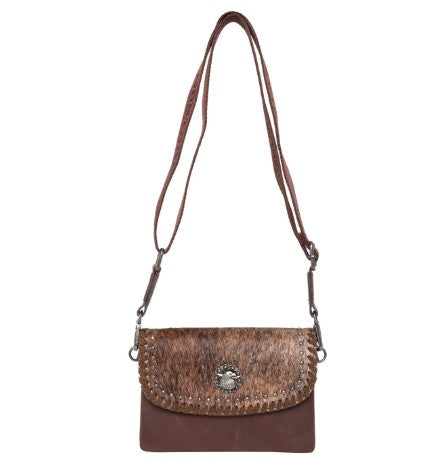 Montana West 100% Genuine Leather Hair-On Collection Crossbody in Coffee
