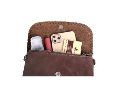 Montana West 100% Genuine Leather Hair-On Collection Crossbody in Coffee