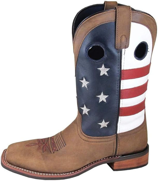 Smoky Mountain Men's Stars and Stripes Western Boots - Broad Square Toe