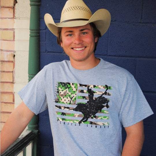 Camo Bull Grey Short Sleeved T-Shirt