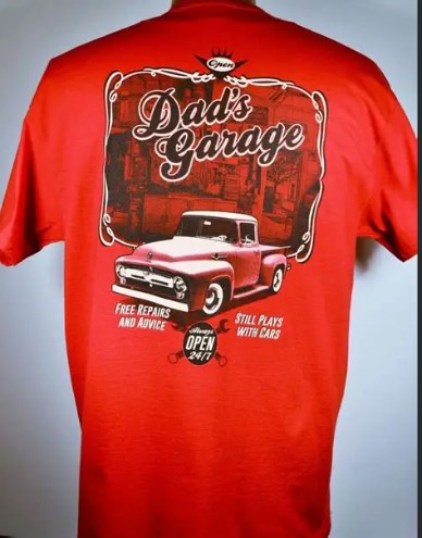 Dad's Garage Ford Licensed T-Shirt in Red