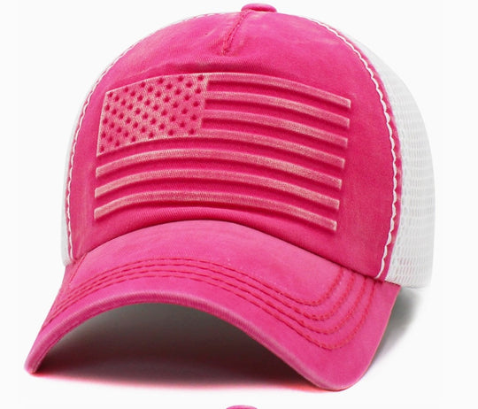 Flag Mesh Vintage Ballcap in Pink