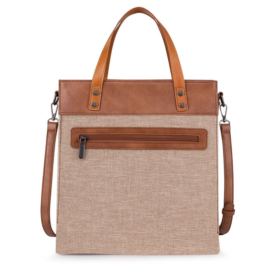 Wrangler Art Print Canvas Tote/Crossbody- Tan