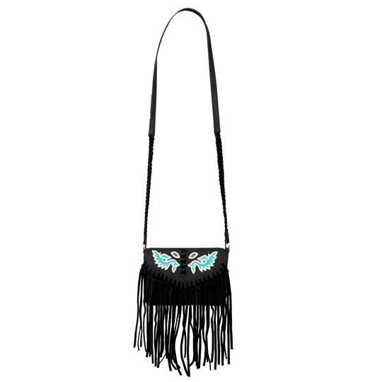 Wrangler Genuine Leather Fringe Crossbody Bag (Wrangler By Montana West) - Coffee