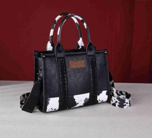 Wrangler Cow Print Concealed Carry Tote/Crossbody - Black