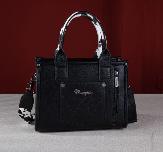 Wrangler Cow Print Concealed Carry Tote/Crossbody - Black