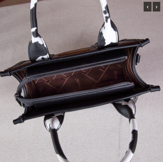 Wrangler Cow Print Concealed Carry Tote/Crossbody - Black