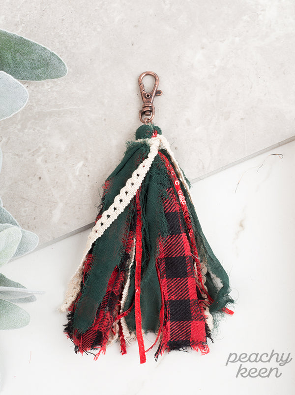 Coziest Christmas Keychain, Red and Green