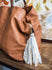 Living in Luxury Tassel Keychain, White and Silver