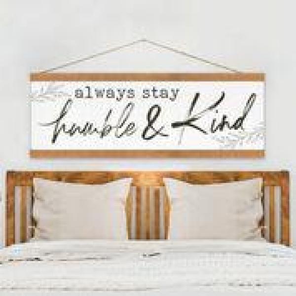 Always Stay Humble & Kind Framed Wall Art with Pine Wood Beige Framer