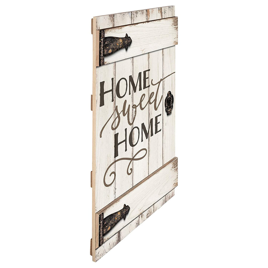 Home Sweet Home White Distressed Solid Pine Wood Barn Door Wall Plaque Sign